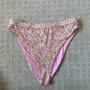 DIPPIN DAISY’S pink animal print high waisted cheeky swim bikini bottoms large